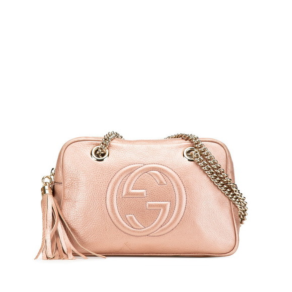 Gucci Bag Soho GG Interlocking Pink Tassel Shoulder Leather Chain - Picture 1 of 8
